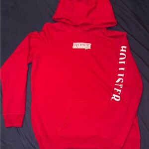 Hollister Men's Bright Red Hoodie